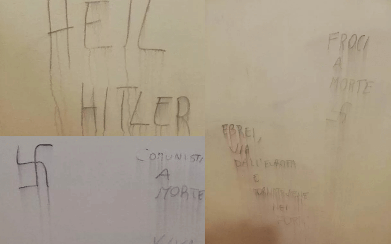 Gallarate, “fr*ci a morte”: scritte omofobe, svastiche e inni a Hitler e Mussolini nei bagni di una scuola. La denuncia di un docente