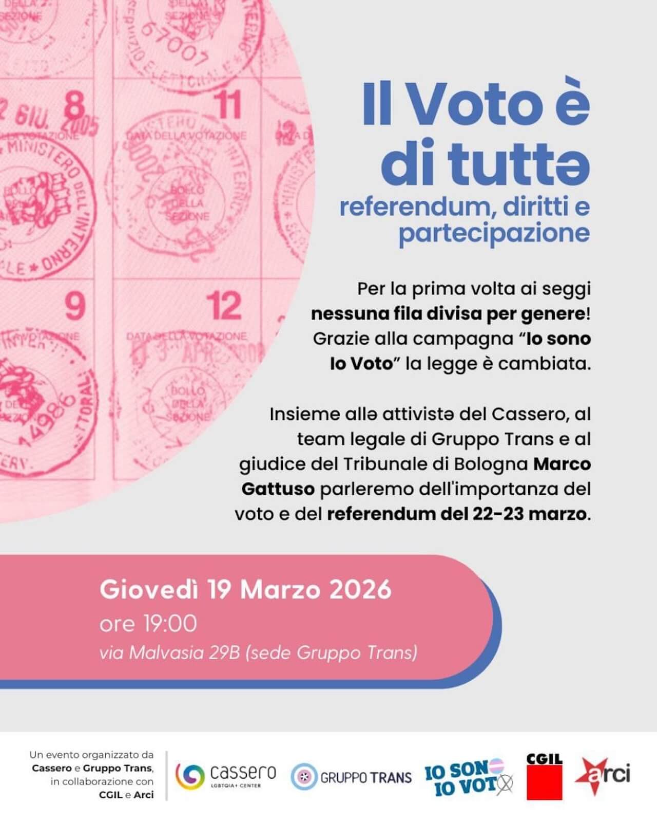 Referendum giustizia, anche il Cassero invita a votare NO e organizza l’evento "Il voto è di tuttə" - Il voto e di tutt - Gay.it