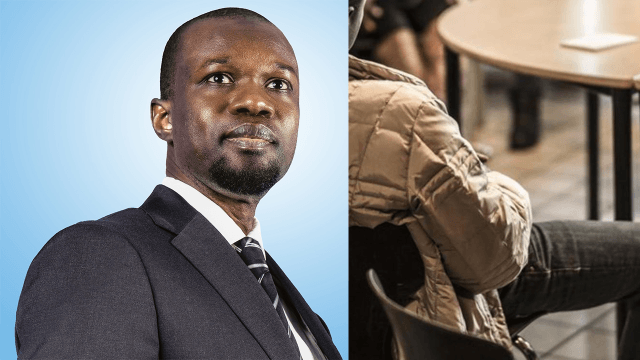 Ousmane Sonko a sinistra: l'attuale premier del Senegal ha fortemente voluto l'ampliamento di pene e criminalizzazione verso le persone LGBTIQ+ nel Paese. A destra un'immagine dal processo a Thierno Seydou Pam (foto Seneweb), l'uomo condannato a 3 anni per omosessualità