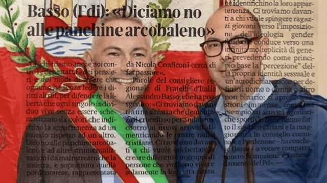 Il sindaco gay di Pordenone Alessandro Basso si unirà civilmente al sindaco gay di Carlino (UD) il prossimo 27 giugno 2026: ma nel luglio 2022 strombazzava propaganda anti-LGBTIAQ+