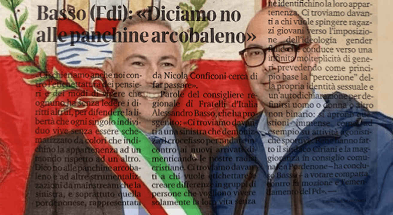 Il sindaco gay Basso si unisce civilmente a Bazzo: ma nel 2022 votava contro i diritti LGBTIAQ+