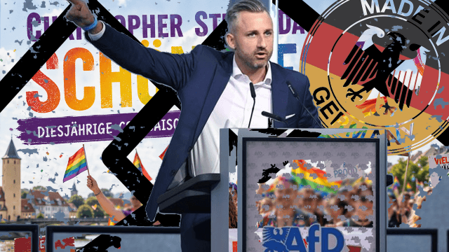 Ulrich Siegmund di AfD durante un comizio in Sassonia-Anhalt, land che a settembre andrà alle elezioni con il partito di estrema destra che per la prima volta potrebbe guidare un land tedesco. Dal 1945 non era mai accaduto.