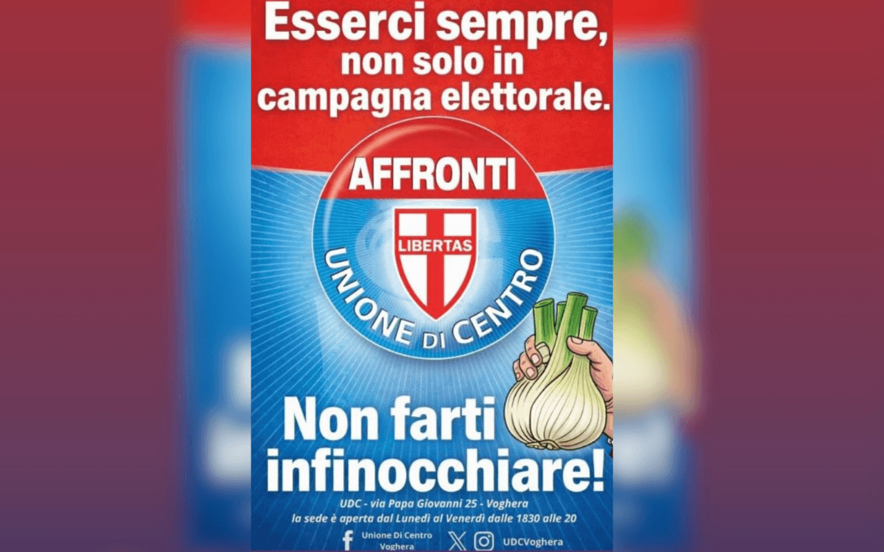 Manifesto con finocchio e "Non farti infinocchiare": omofobia Udc contro il candidato gay di Voghera? - manifesto voghera - Gay.it