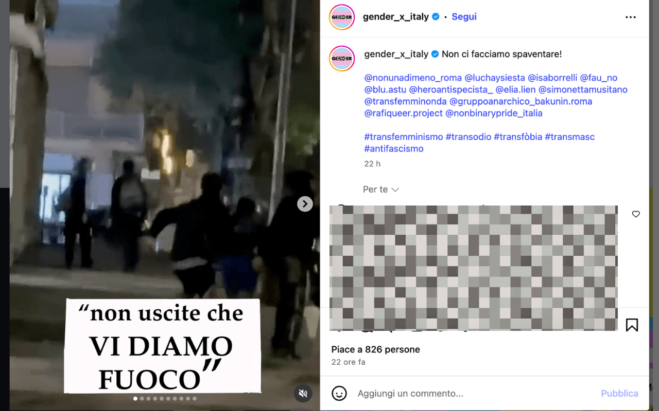 Roma, attacchi alla sede di Gender X: “Minacce di dare fuoco alle persone trans” - video gender - Gay.it