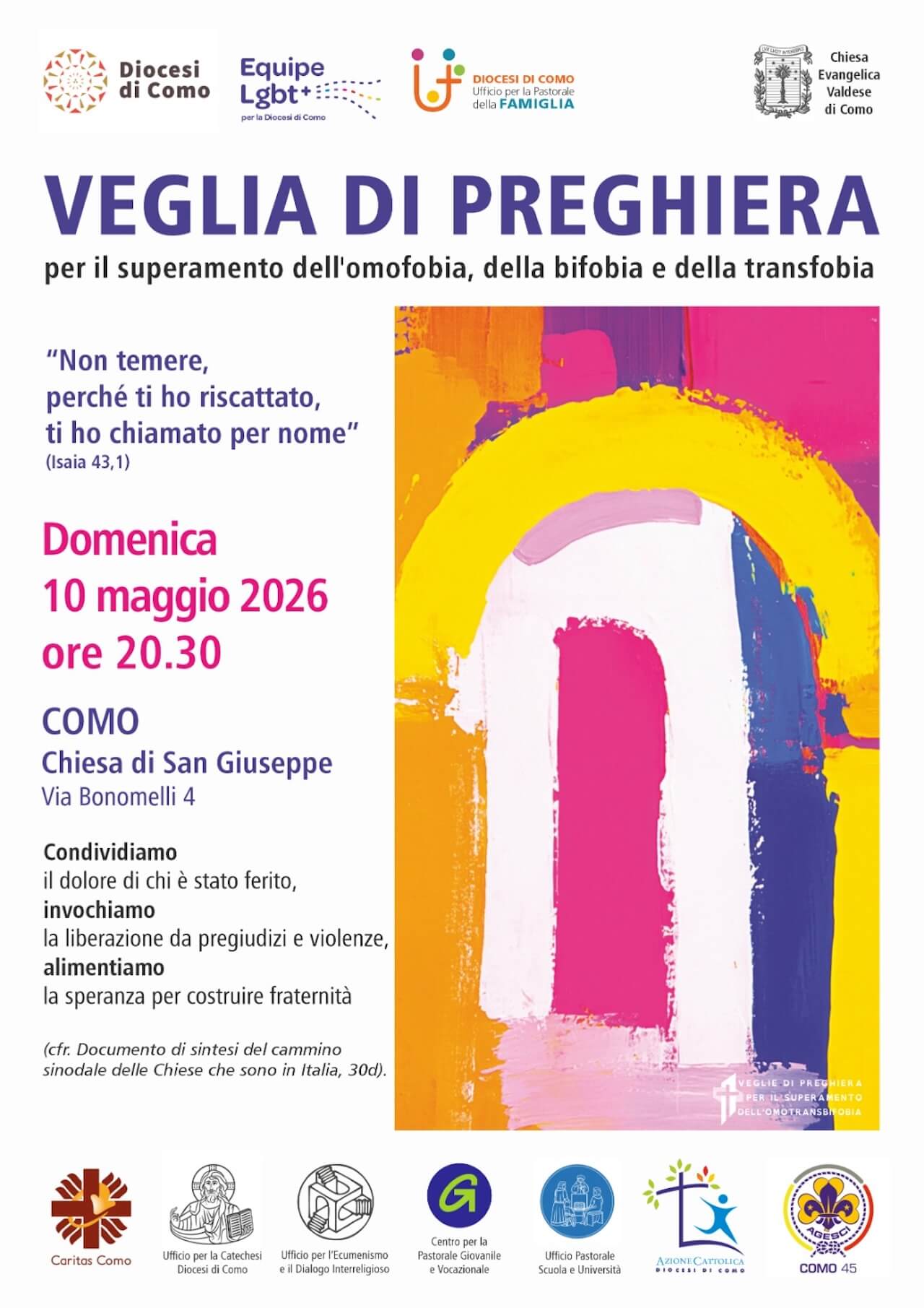 Diocesi di Como, veglia di preghiera contro l'omobitransfobia - Veglia10maggio Locandina - Gay.it