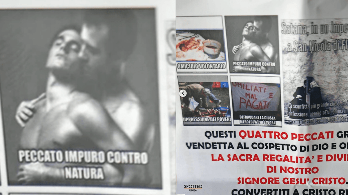 Volantini cattolici omofobi all’università di Salerno: “L’omosessualità è peccato impuro contro natura”