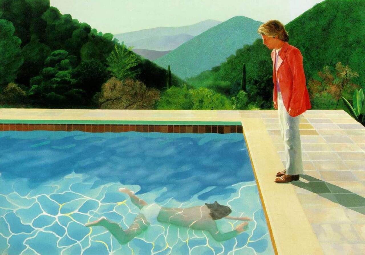 È morto David Hockney, l'artista che dipinse l'intimità omosessuale quando era ancora tabù - Portrait of an Artist Pool With Two Figures - Gay.it