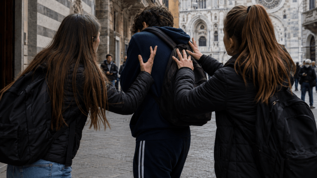 Aggressione con insulti omofobi nel centro di Como ai danni di un 17enne - foto realizzata con AI