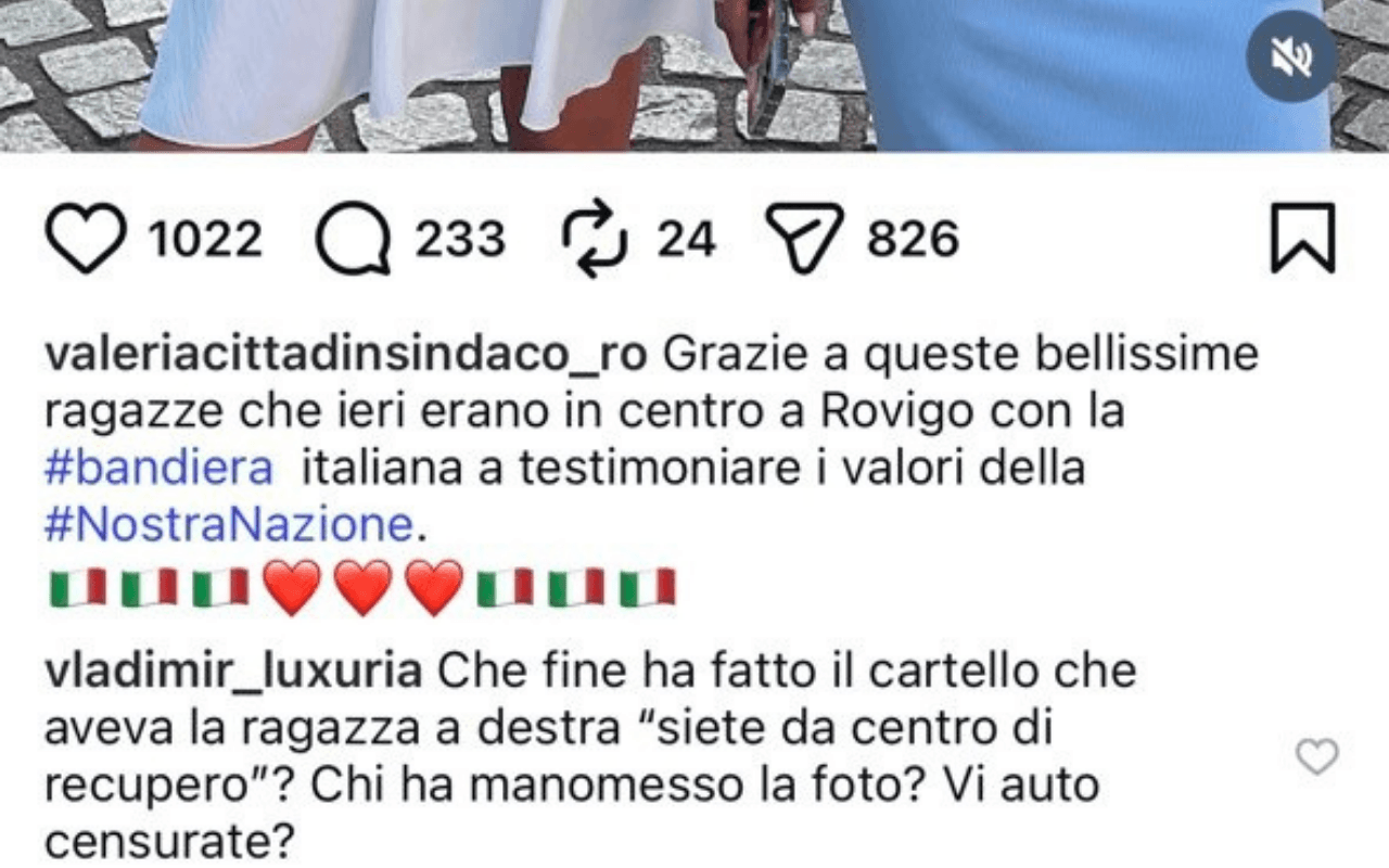 Il commento di Vladimir Luxuria su Instagram