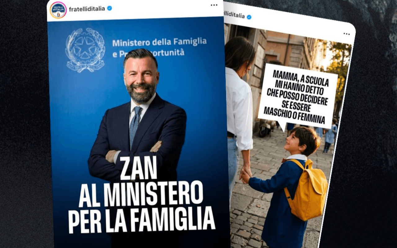 La campagna social di Fratelli d'Italia sul 2x1000 contro Zan