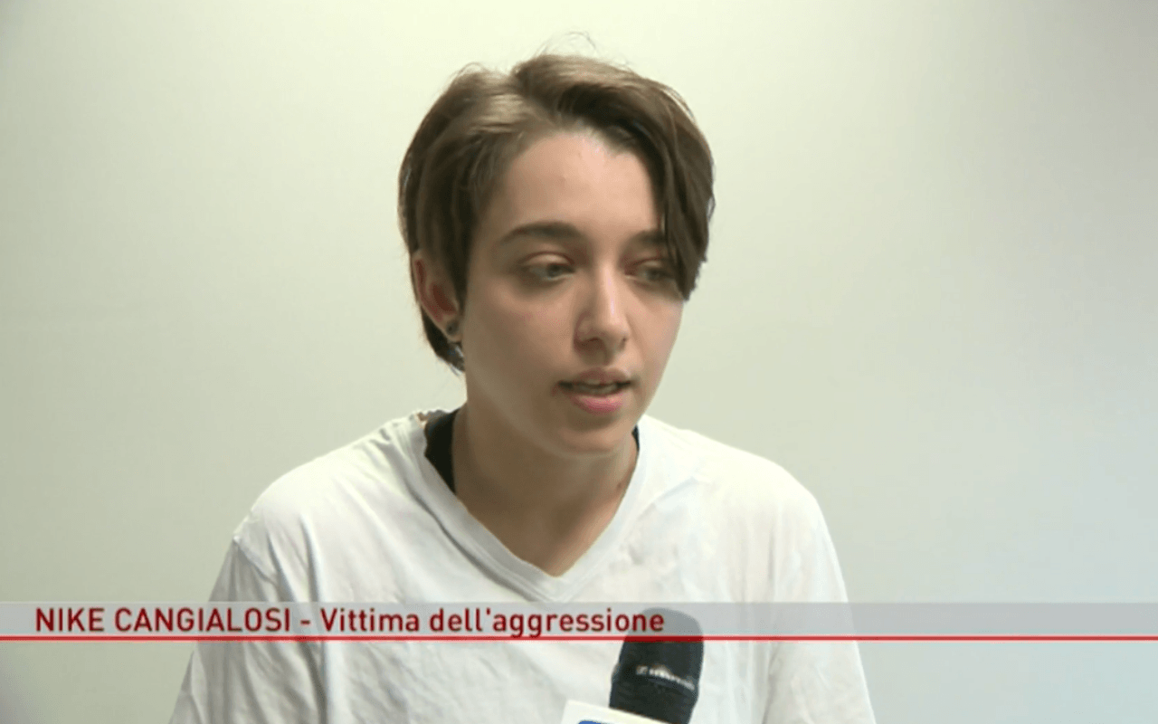 Nike Cangialosi, vittima dell'aggressione omotransfobica - fonte foto: video Reggionline