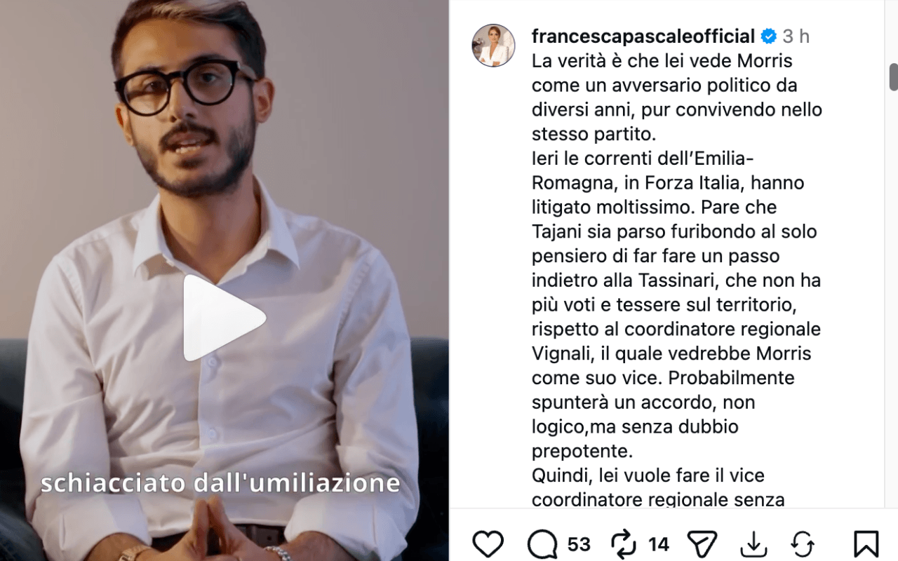 Il commento di Pascale sotto il video di Aiello