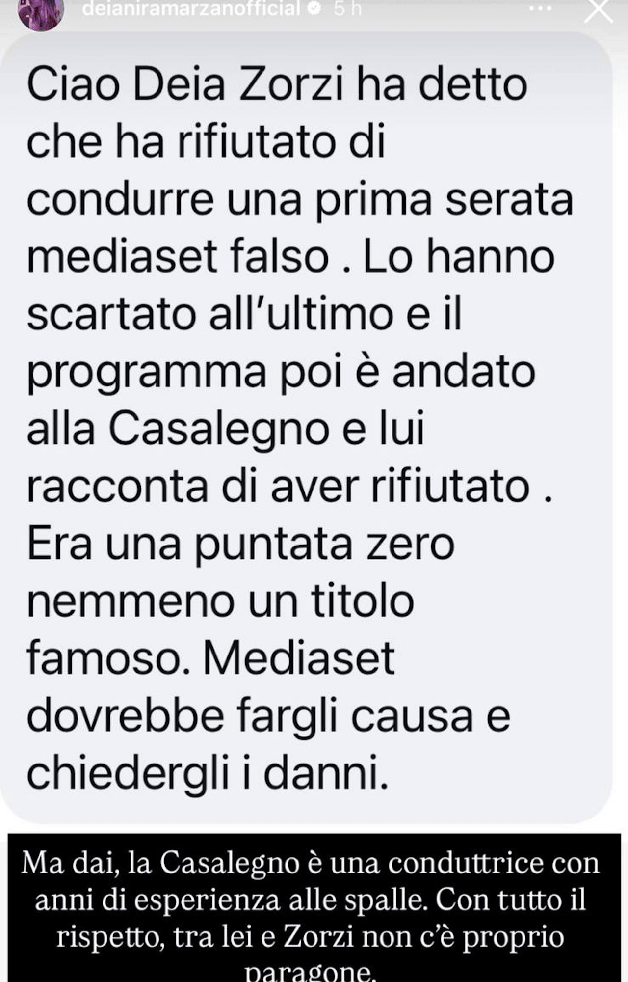 La storia Instagram di Deianira Marzano su Tommaso Zorzi