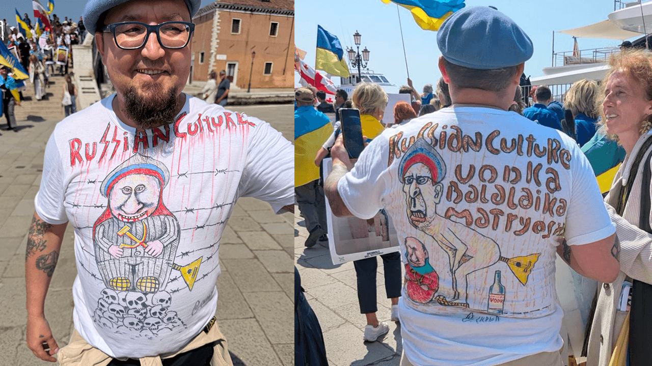Semen Skrepetsky ucciso da due killer. Qui ritratto a Venezia alla Biennale del Dissenso lo scorso 9 Maggio.