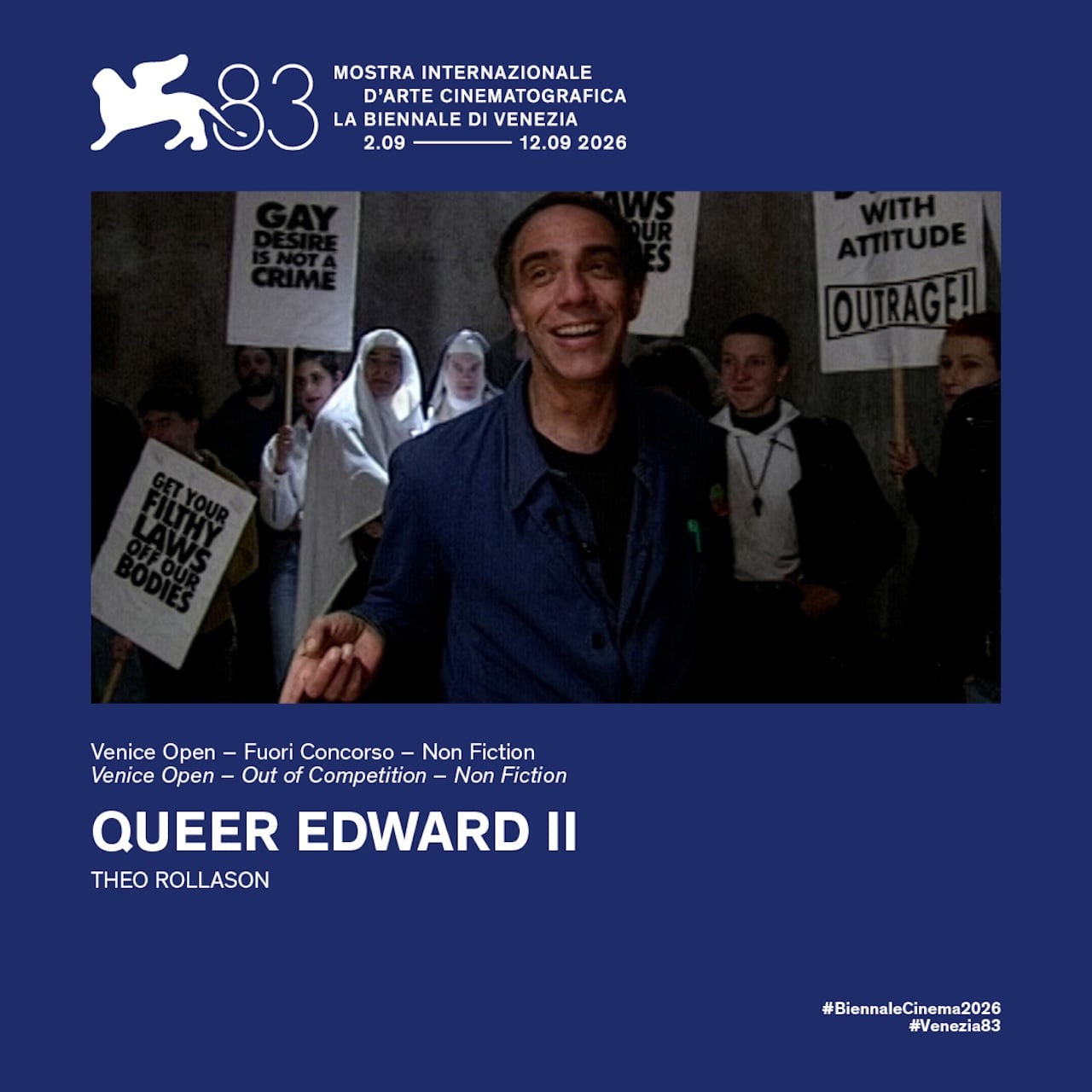 Venezia 2026, tutti i film in programma. Ci sono La Città dei Vivi e Guadagnino, assente Tom Ford. Omaggio a Derek Jarman - Queer Edward II - Gay.it
