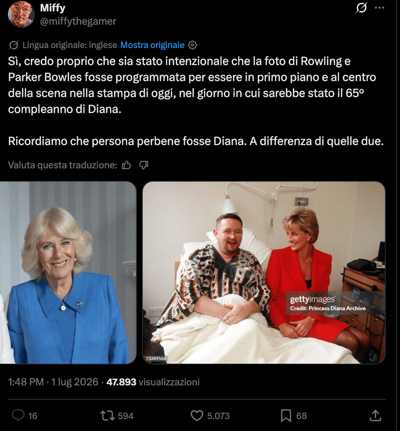Famiglia Reale inglese celebra J.K. Rowling mentre la scrittrice diffonde transfobia - camilla diana rowling - Gay.it