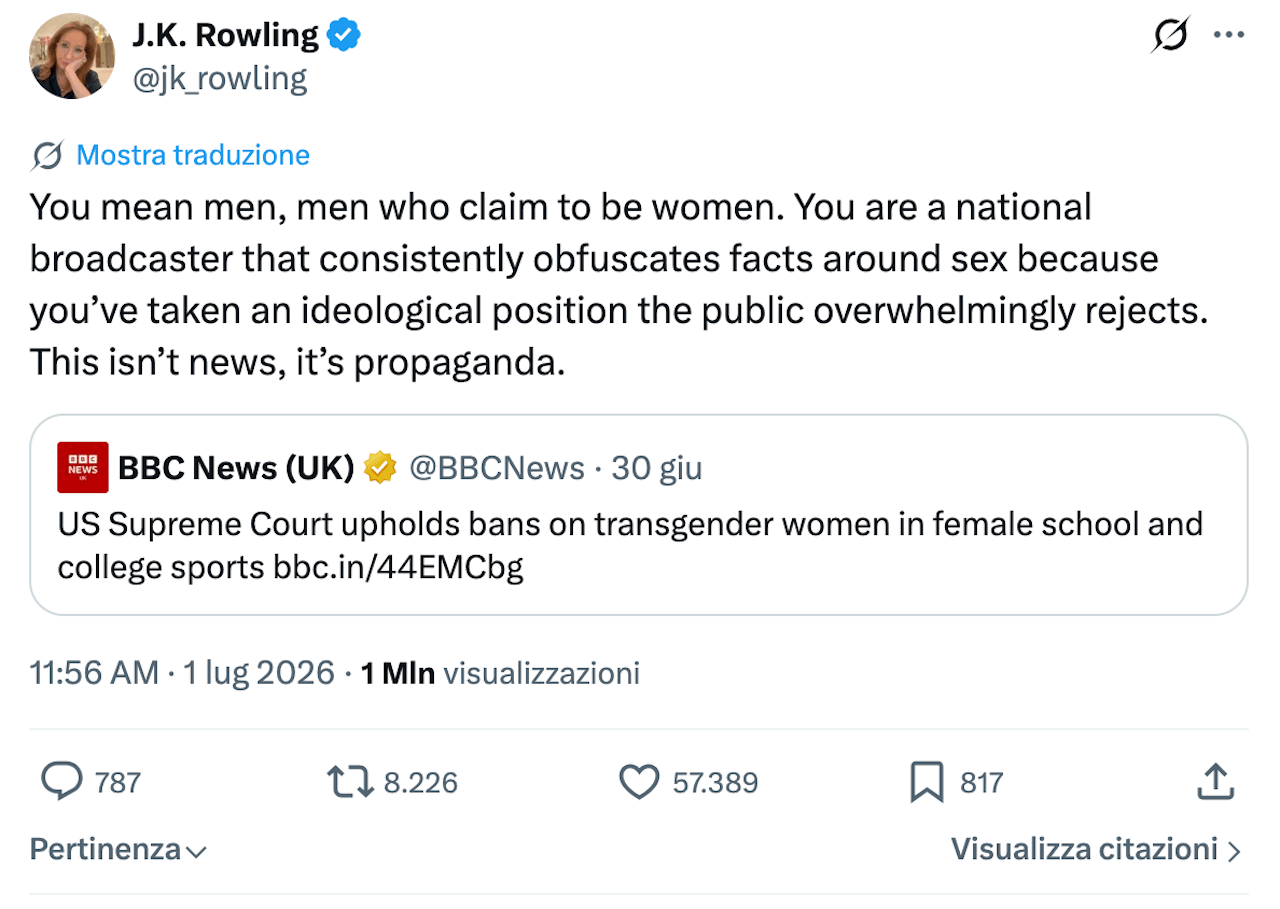 Famiglia Reale inglese celebra J.K. Rowling mentre la scrittrice diffonde transfobia - rowling corte suprema usa - Gay.it