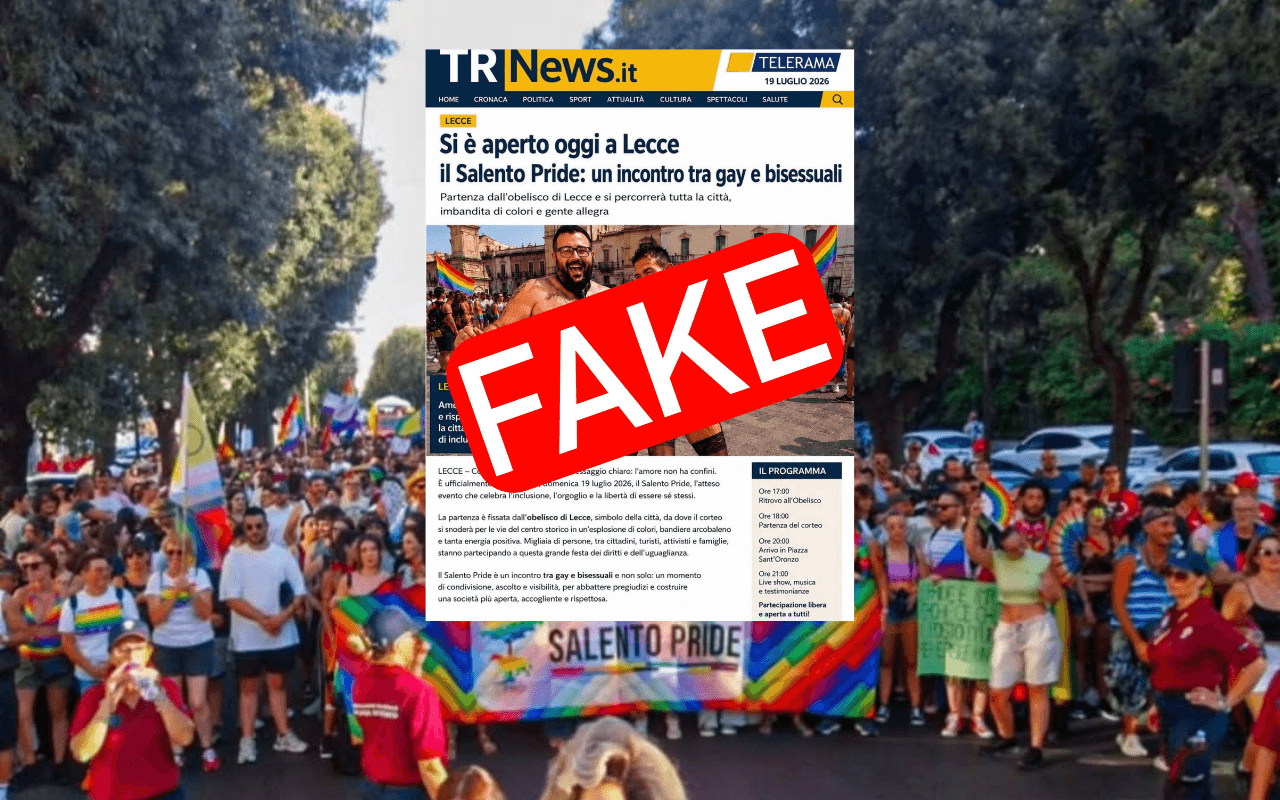 Salento Pride, falso articolo creato con l’IA: “Un incontro tra gay e bisessuali”. Testata locale prende le distanze